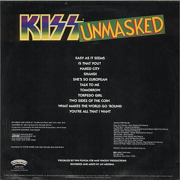 Kiss – Unmasked LP vinyl record, image 2 of 6