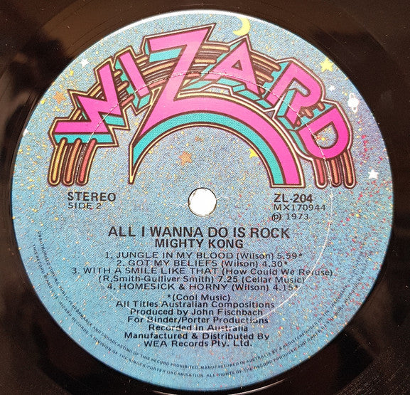 Mighty Kong – All I Wanna Do Is Rock LP vinyl record, image 4 of 4