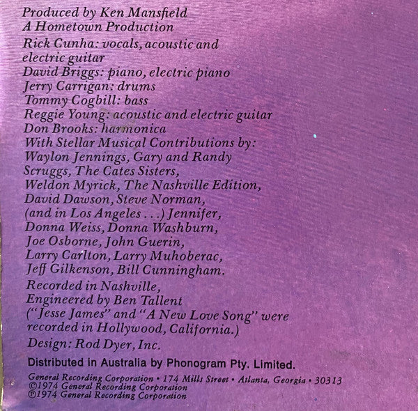 Rick Cunha – Cunha Songs LP vinyl record, image 4 of 6