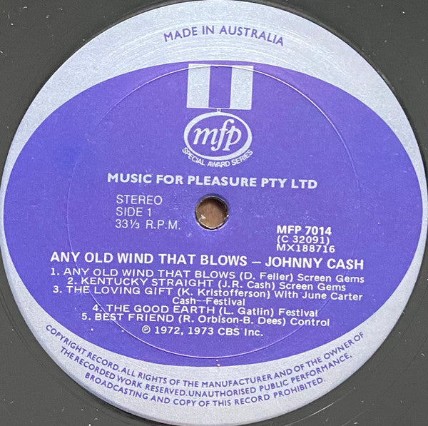 Johnny Cash – Any Old Wind That Blows LP vinyl record, image 3 of 4