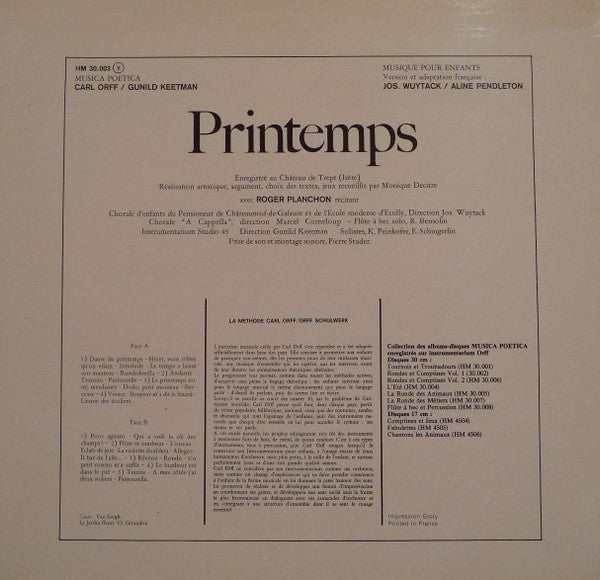 Carl Orff, Gunild Keetman – Printemps LP vinyl record, image 2 of 10