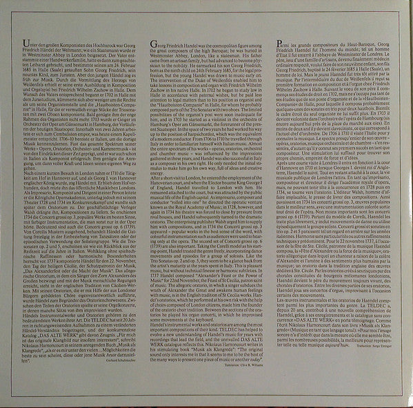 Georg Friedrich Händel, Concentus Musicus Wien, Nikolaus Harnoncourt – Water Musick · 6 Concerti Grossi Op. 3 (2xLP) LP vinyl record, image 2 of 8