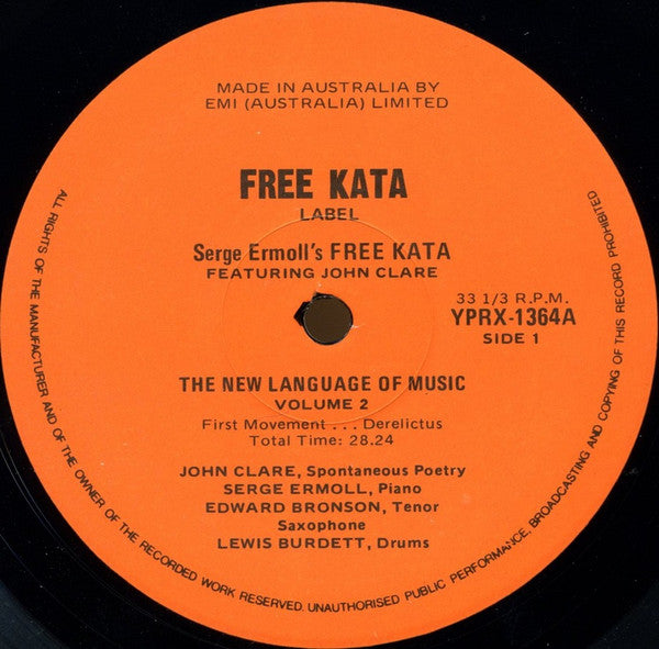 Serge Ermoll's Free Kata – The New Language Of Music, Vol. 2 LP vinyl record, image 3 of 4