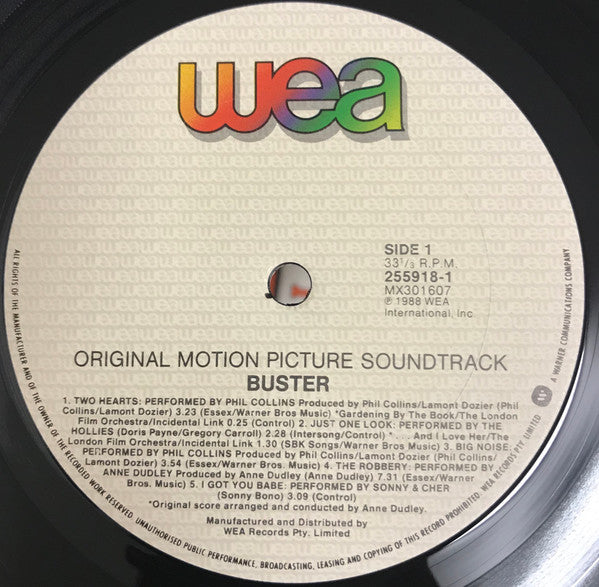 Various – Buster - Original Motion Picture Soundtrack LP vinyl record, image 3 of 4