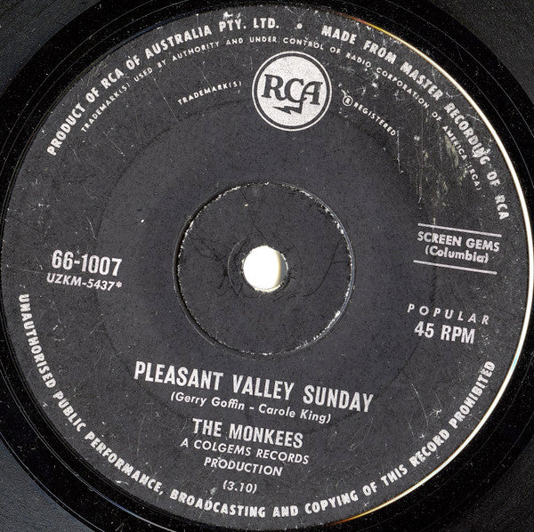 The Monkees – Pleasant Valley Sunday / Words 7" vinyl record, image 3 of 4