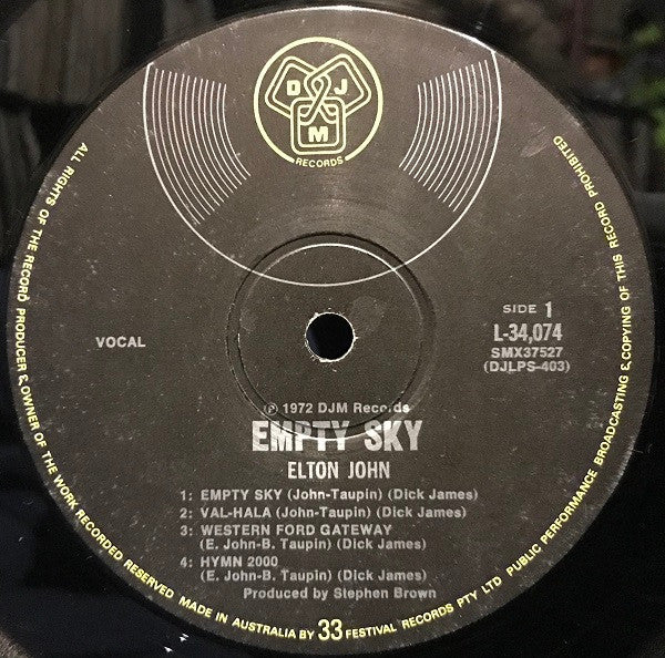 Elton John – Empty Sky LP vinyl record, image 3 of 10