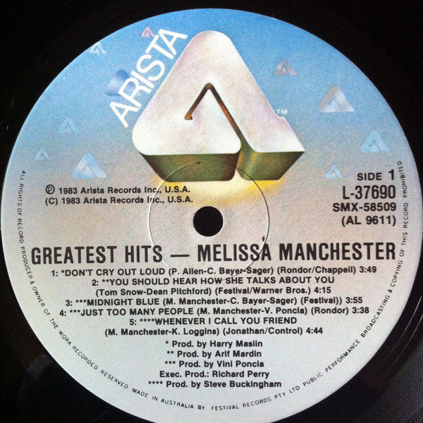 Melissa Manchester – Greatest Hits LP vinyl record, image 5 of 6