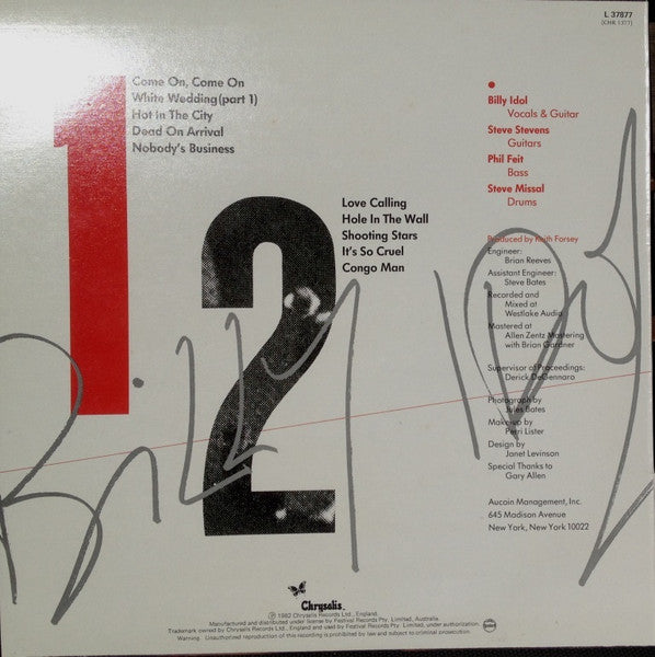 Billy Idol – Billy Idol LP vinyl record, image 2 of 4