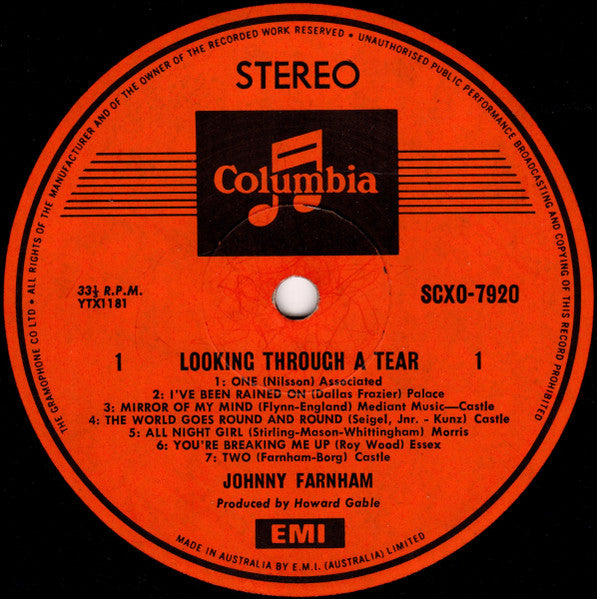 John Farnham – Looking Through A Tear LP vinyl record, image 3 of 4