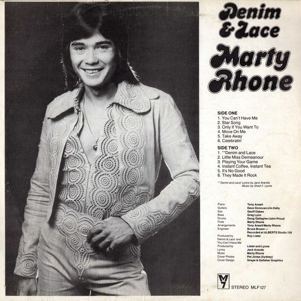 Marty Rhone – Denim And Lace LP vinyl record, image 2 of 4
