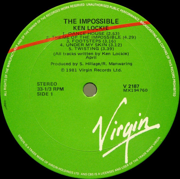 Ken Lockie – The Impossible LP vinyl record, image 4 of 5