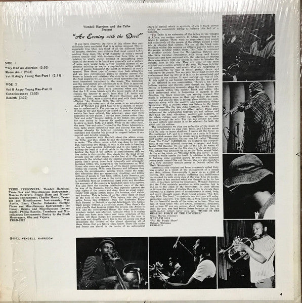 Wendell Harrison – An Evening With The Devil LP vinyl record, image 2 of 4