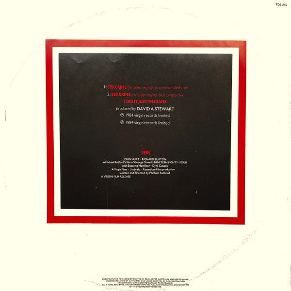 Eurythmics – Sexcrime (Nineteen Eighty Four) 12" vinyl record, image 2 of 4