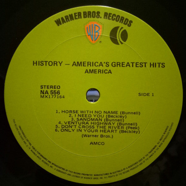 America – History · America's Greatest Hits LP vinyl record, image 4 of 4