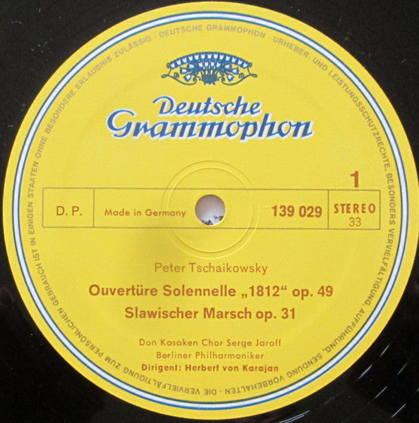 Pyotr Ilyich Tchaikovsky, Don Kosaken Chor Serge Jaroff, Berliner Philharmoniker, Herbert von Karajan – Overture 1812 · Marche Slave · Romeo Und Julia LP vinyl record, image 3 of 4
