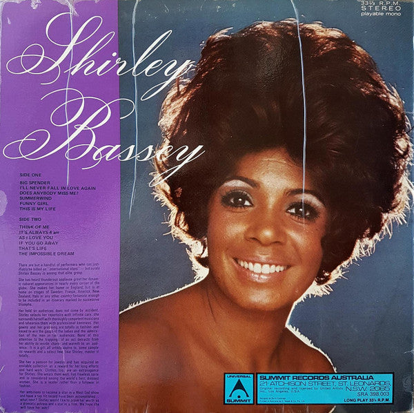 Shirley Bassey – Impossible Dreams LP vinyl record, image 2 of 4
