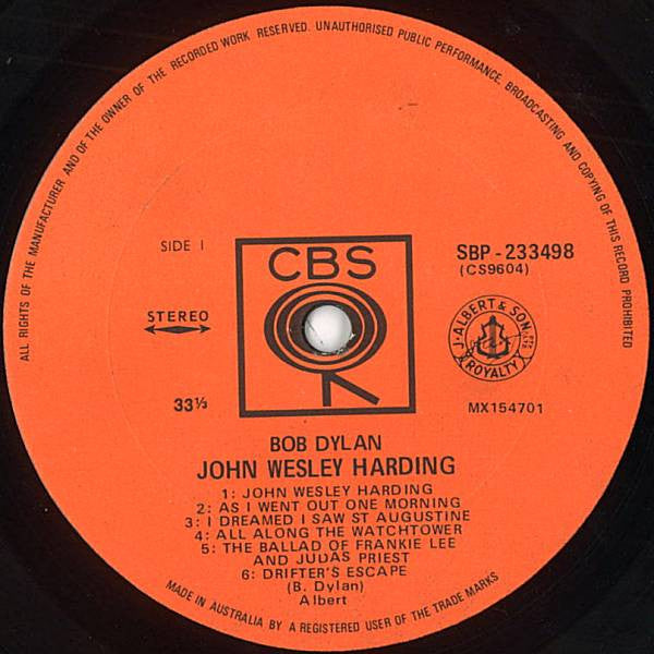 Bob Dylan – John Wesley Harding LP vinyl record, image 3 of 4