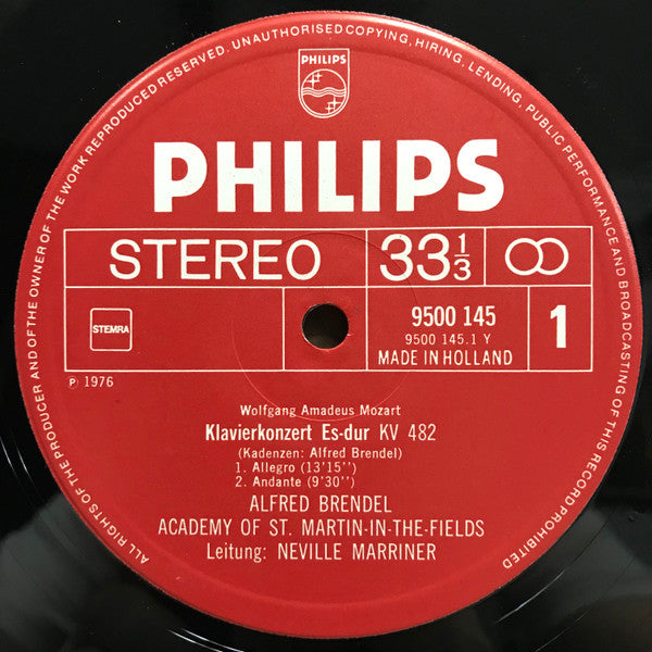 Wolfgang Amadeus Mozart, Alfred Brendel, The Academy Of St. Martin-in-the-Fields, Sir Neville Marriner – Piano Concerto In E Flat, K. 482 / Rondos, K. 382 And K. 386 LP vinyl record, image 3 of 4