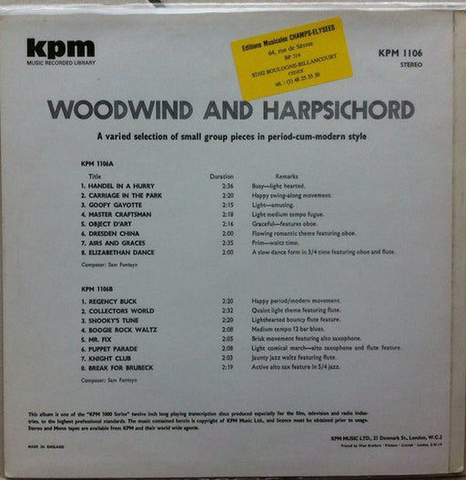 Sam Fonteyn – Woodwind And Harpsichord LP vinyl record