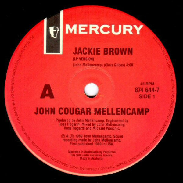John Cougar Mellencamp – Jackie Brown 7" vinyl record, image 3 of 4