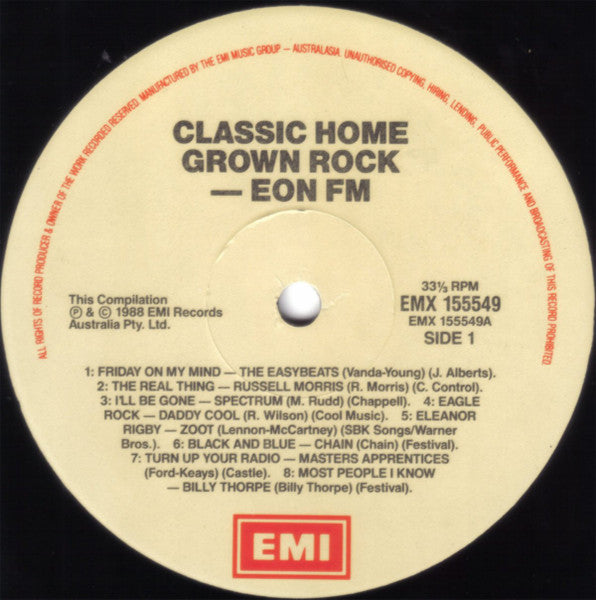 Various – Classic Homegrown Rock - EON FM LP vinyl record, image 3 of 4