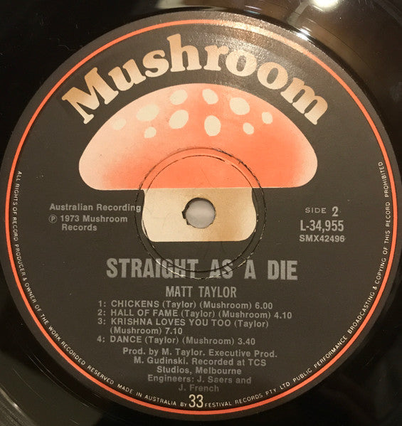 Matt Taylor – Straight As A Die LP vinyl record, image 6 of 6