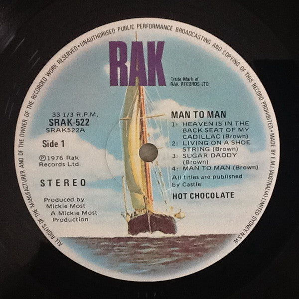 Hot Chocolate – Man To Man LP vinyl record, image 3 of 4