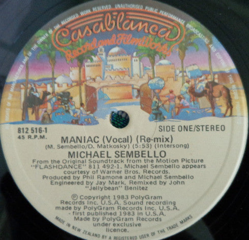 Michael Sembello – Maniac (Long Version) 12" vinyl record, image 3 of 4