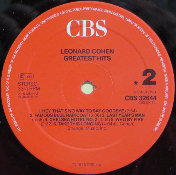 Leonard Cohen – Greatest Hits LP vinyl record, image 4 of 10