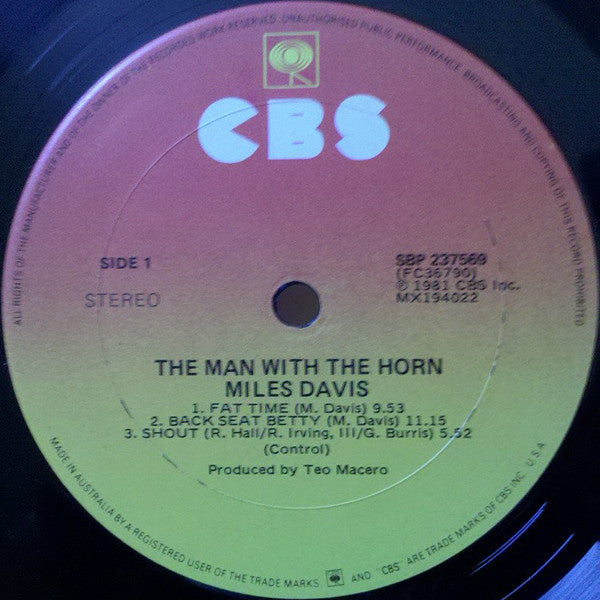 Miles Davis – The Man With The Horn LP vinyl record, image 3 of 4