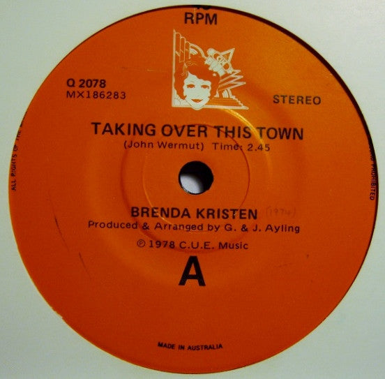 Brenda Kristen – Taking Over This Town 7" vinyl record
