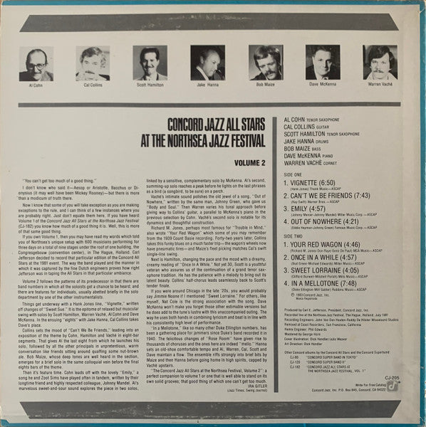 Concord Jazz All Stars – Concord Jazz All Stars At The Northsea Jazz Festival - Volume 2 LP vinyl record, image 3 of 6