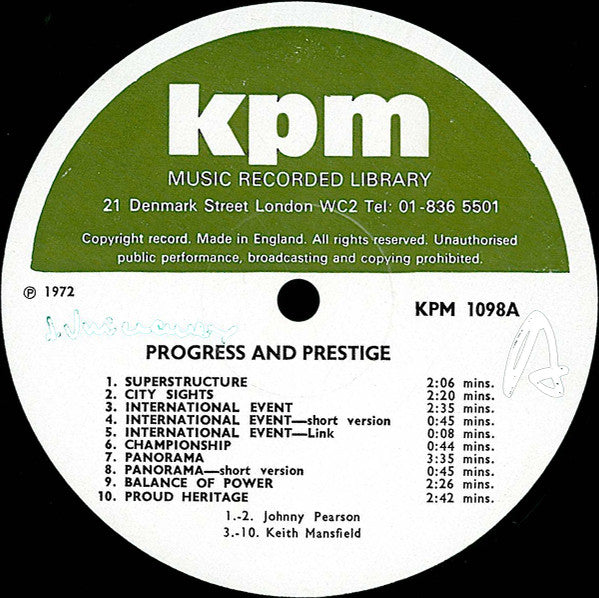 Johnny Pearson, Keith Mansfield, Eric Spear – Progress And Prestige - Volume 2 / Fight For Survival LP vinyl record, image 3 of 4