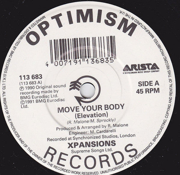 Xpansions – Move Your Body (Elevation) 7" vinyl record, image 3 of 4