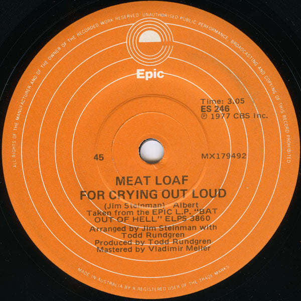 Meat Loaf – You Took The Words Right Out Of My Mouth 7" vinyl record, image 2 of 3
