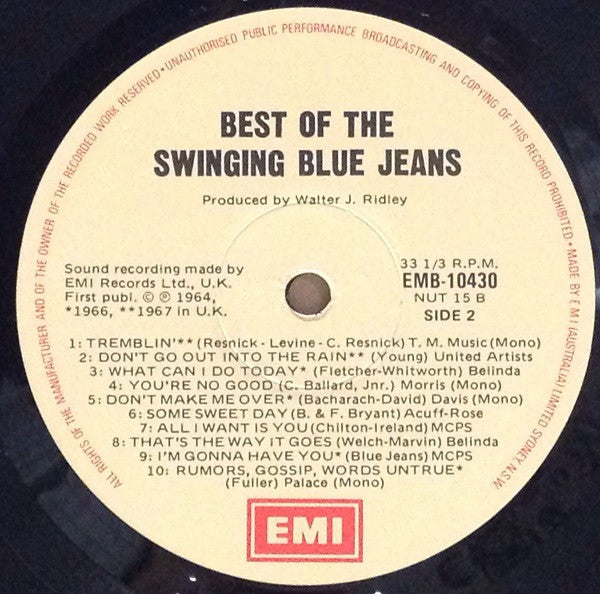 The Swinging Blue Jeans – The Best Of The Swinging Blue Jeans LP vinyl record, image 4 of 4