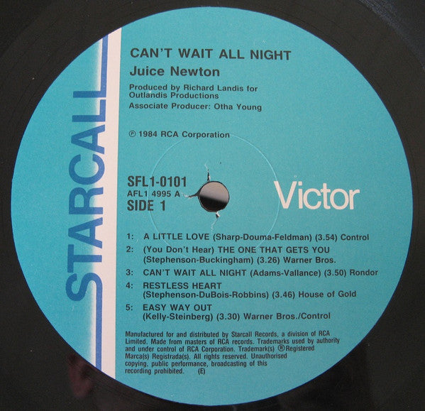 Juice Newton – Can't Wait All Night LP vinyl record, image 3 of 6
