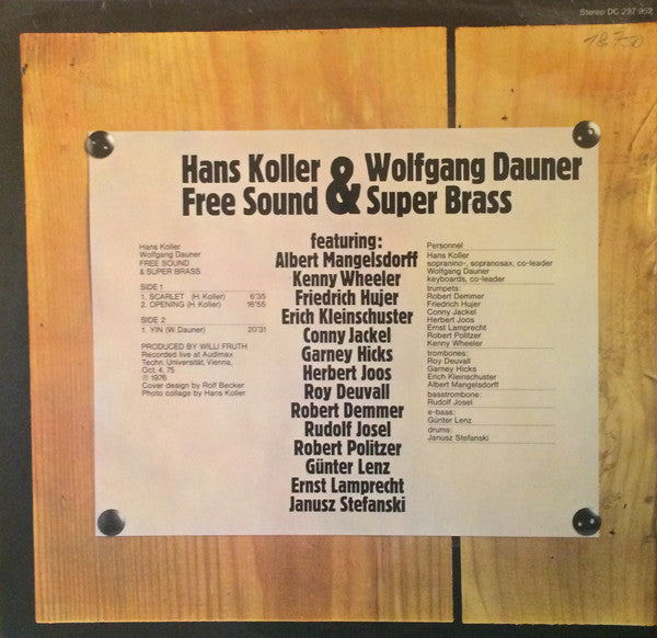 Hans Koller, Wolfgang Dauner – Free Sound & Super Brass LP vinyl record, image 5 of 5