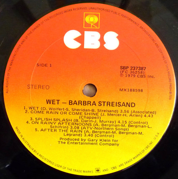 Barbra Streisand – Wet LP vinyl record, image 5 of 7