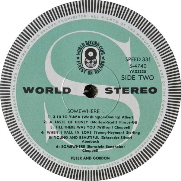 Peter & Gordon – Somewhere LP vinyl record, image 3 of 4