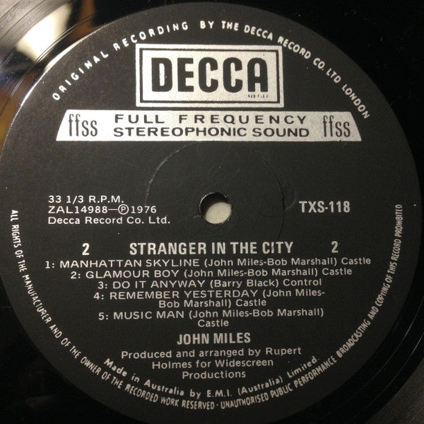 John Miles – Stranger In The City LP vinyl record, image 6 of 6