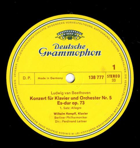 Ludwig van Beethoven, Wilhelm Kempff, Berliner Philharmoniker, Ferdinand Leitner – Klavierkonzert Nr. 5 Es-dur = Piano Concerto No. 5 In E Flat Major = Concerto Pour Piano Et Orchestre N°5 En Mi Bémol Majeur LP vinyl record, image 3 of 4