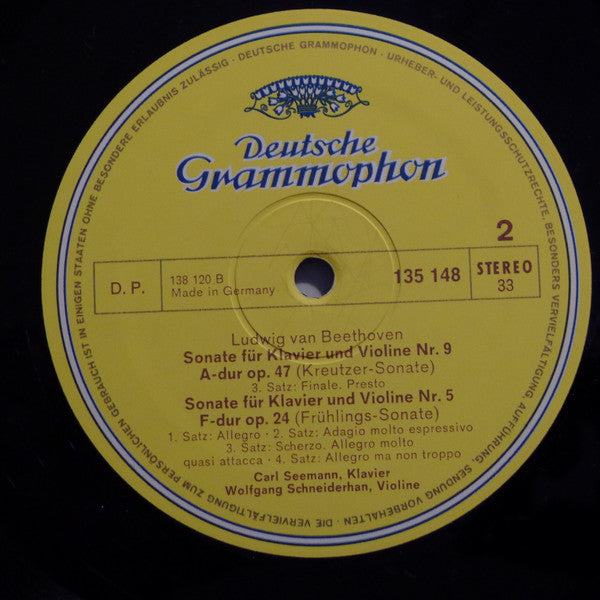 Ludwig Van Beethoven, Carl Seemann, Wolfgang Schneiderhan – Frühlings-Sonate • Kreutzer-Sonate LP vinyl record, image 4 of 4