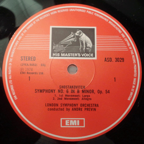 Dmitri Shostakovich, Sergei Prokofiev, André Previn, London Symphony Orchestra – Symphony No. 6 / Lieutenant Kijé LP vinyl record, image 3 of 4