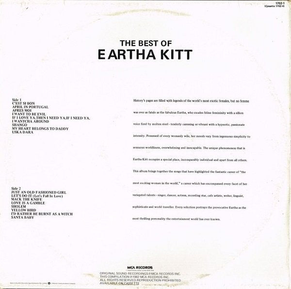 Eartha Kitt – The Best Of Eartha Kitt LP vinyl record, image 2 of 4