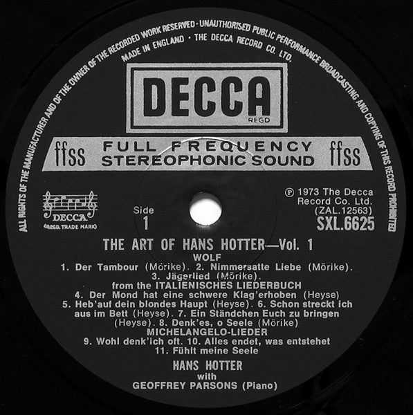 Hans Hotter, Geoffrey Parsons – The Art Of Hans Hotter LP vinyl record, image 3 of 6