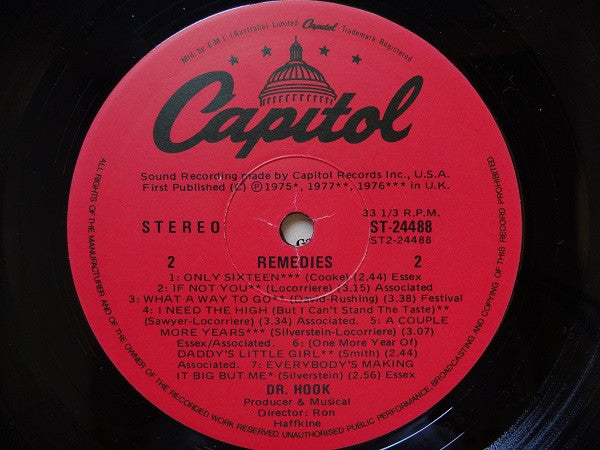 Dr. Hook – Remedies LP vinyl record, image 4 of 4