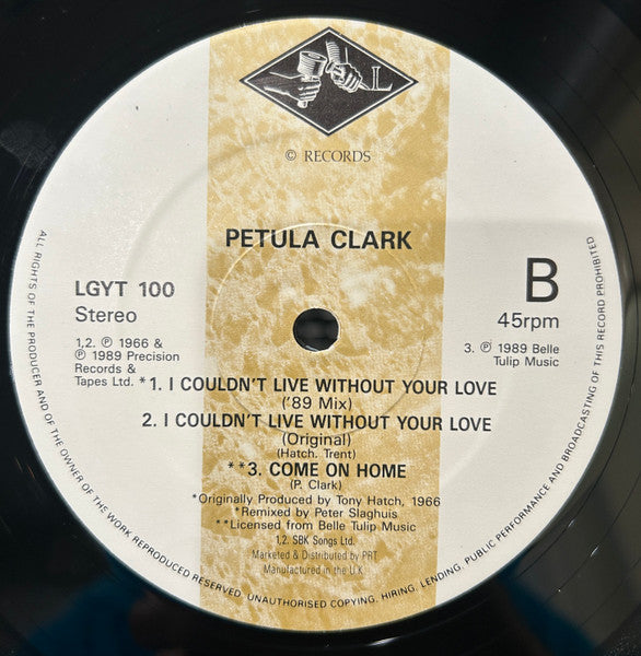 Petula Clark – I Couldn't Live Without Your Love ('89 Mix) 12" vinyl record, image 4 of 4