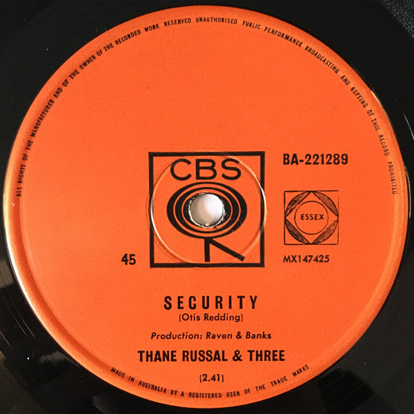 Thane Russal & Three – Security 7" vinyl record, image 1 of 2