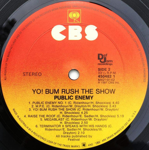 Public Enemy – Yo! Bum Rush The Show LP vinyl record, image 4 of 4